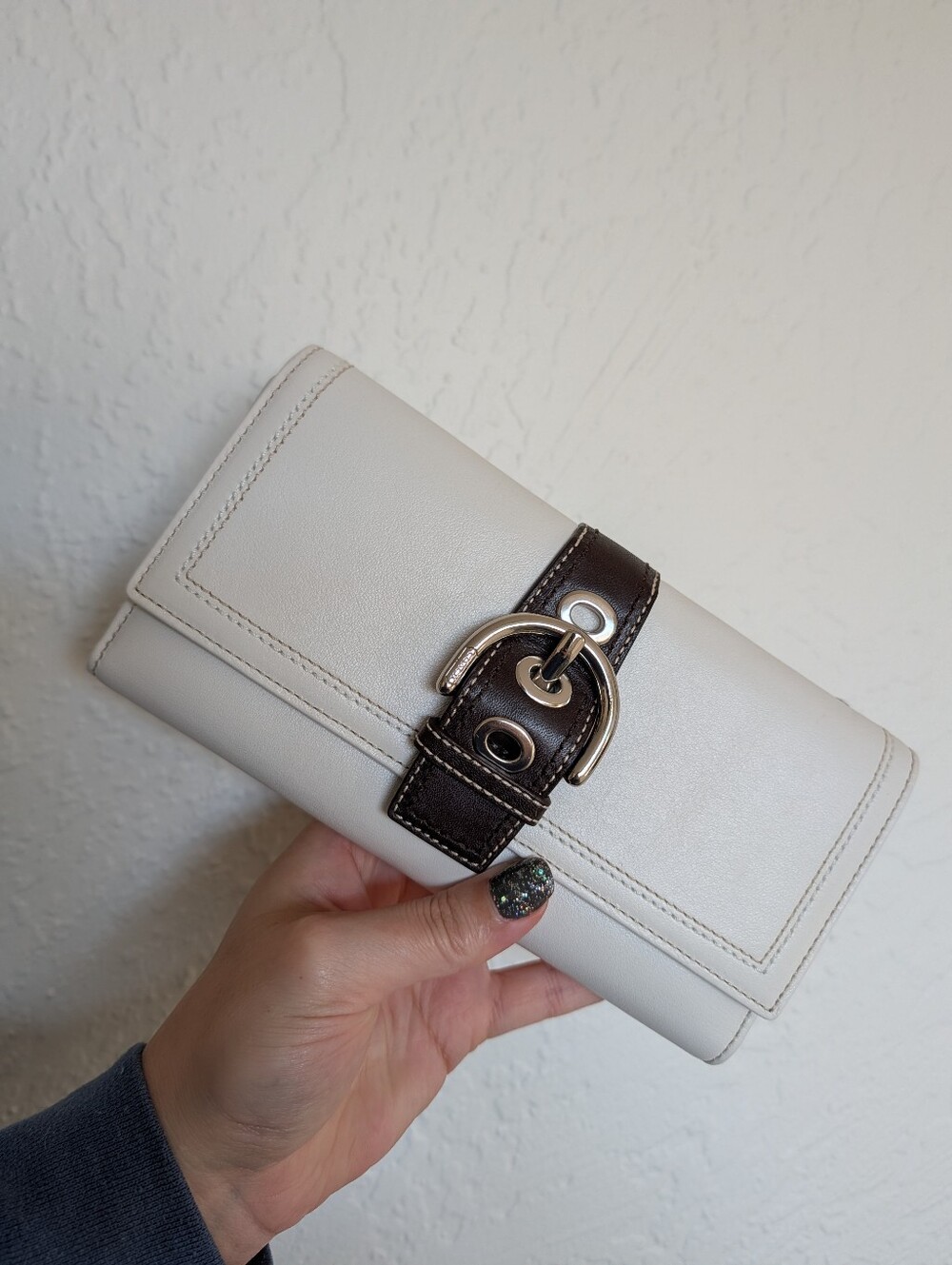 NWT! Coach Y2K '07 Soho Buckle Flap Satchel Purse & Wallet White Mahogany F10913 - Picture 10 of 16